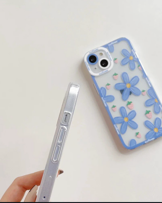 Case sky blue flowers