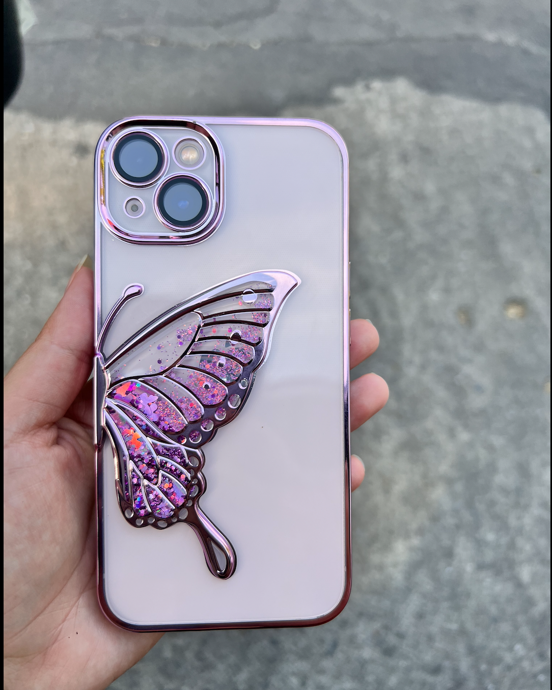 Case mariposa con glitter✨