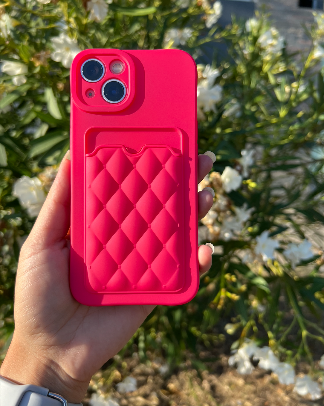 Case tarjetero fuchcia