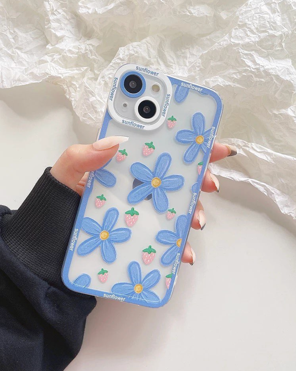 Case sky blue flowers