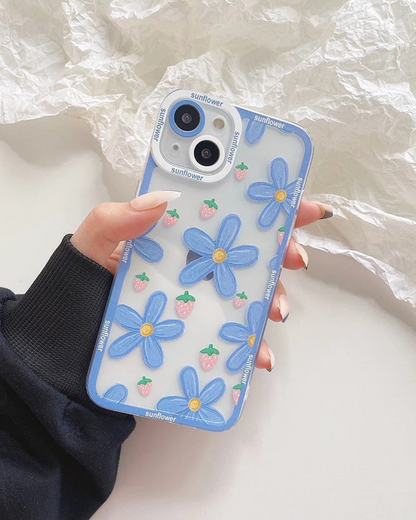 Case sky blue flowers